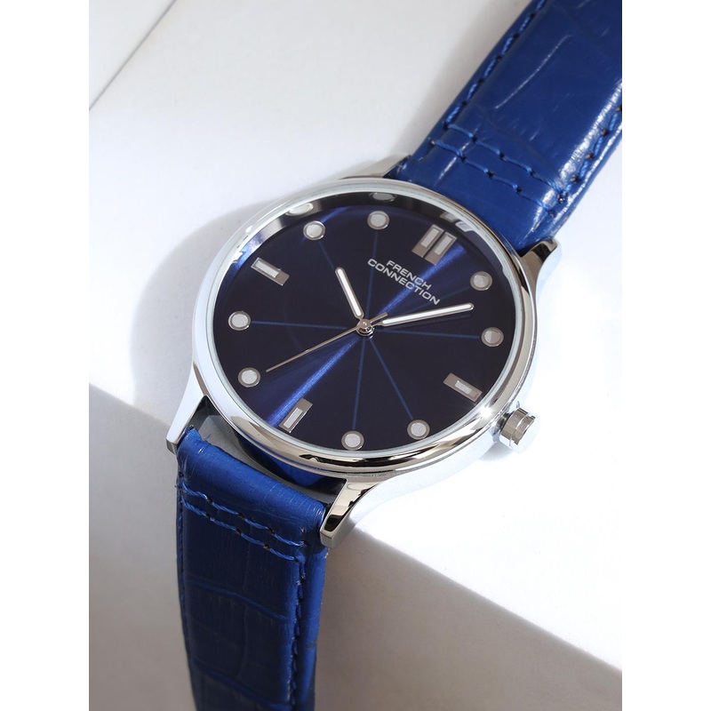French Connection Men Embellished Dial & Leather Analogue Watch FCN0148UL