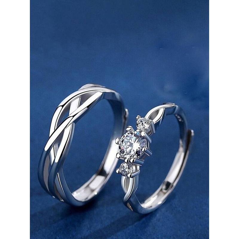 kazare Set Of 2 Rhodium-Plated Adjustable Finger Ring