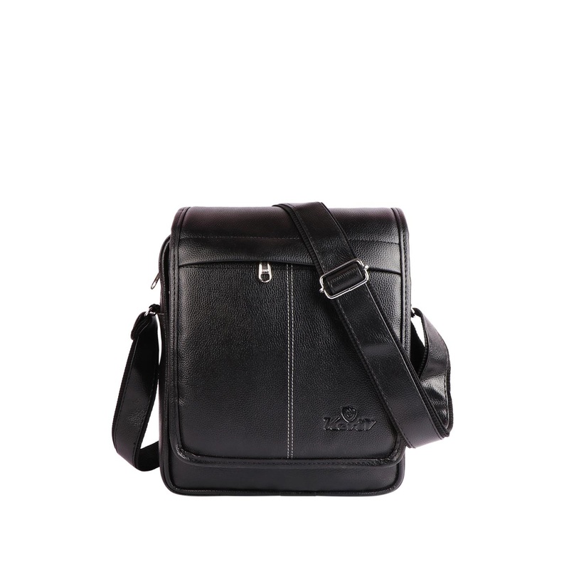 Keviv Black Textured Messenger Bag