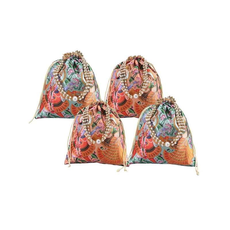 Kuber Industries 4 Pcs Potli Bag For Women & Girls Printed Potli Clutch