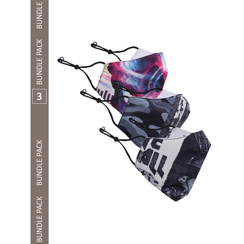 KULTPRIT Pack Of 3 Printed Cotton Outdoor Masks