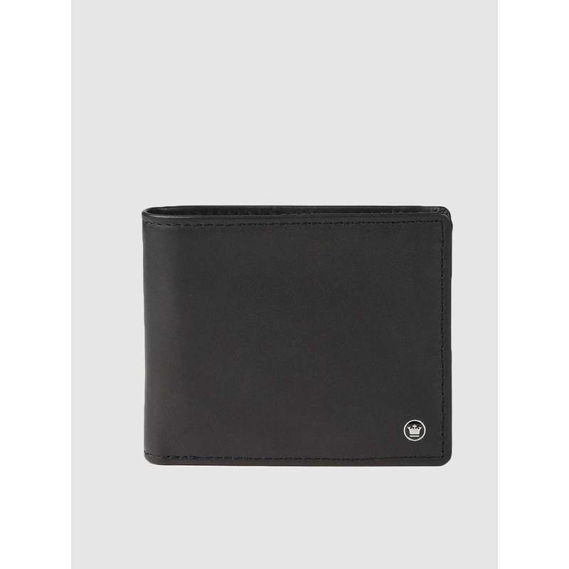 Louis Philippe Men Black Solid Leather Two Fold Wallet