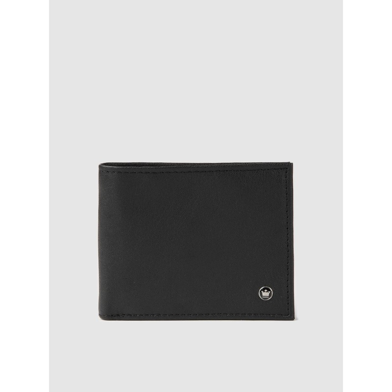 Louis Philippe Men Black Solid Two Fold Wallet