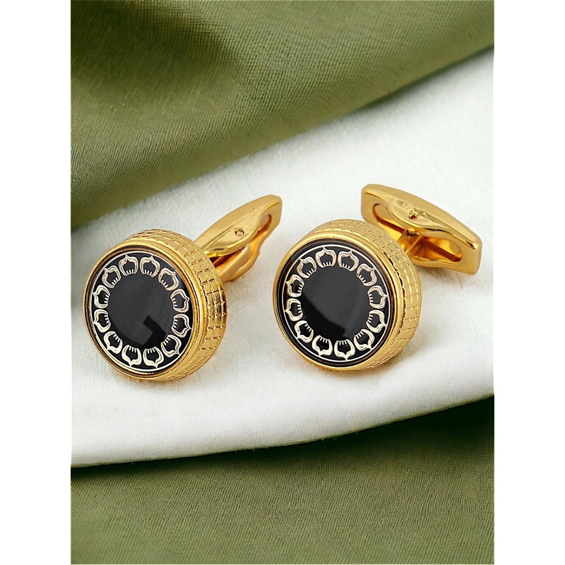 LUCKY JEWELLERY Golden Design Formal Cufflink