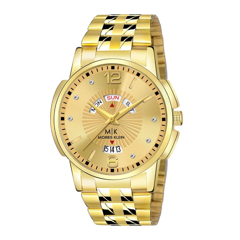 MORRIS KLEIN Men Gold-Toned Dial & Gold Toned Stainless Steel Bracelet Style Straps Analogue Watch MK-1008