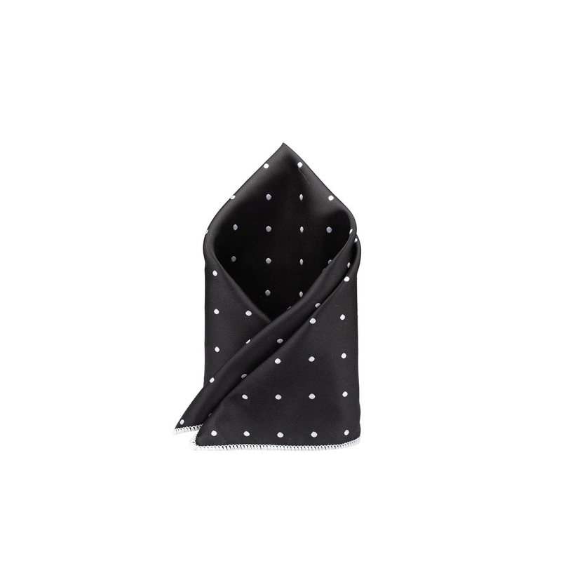 The Tie Hub Men Black Polka Dot Printed Pocket Squares