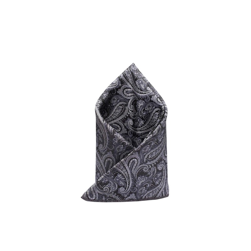 The Tie Hub Men Grey Paisley Printed Pocket Square