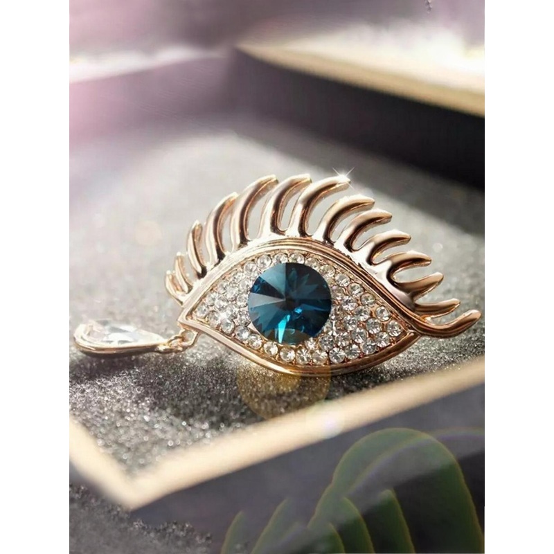 UNIVERSITY TRENDZ Gold-Plated Stone-Studded Illumanity Third Eye Charm Brooch