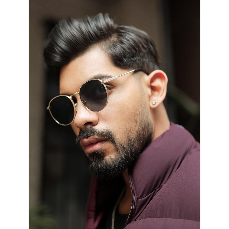 Urban Scissors Unisex Oval Sunglasses with UV Protected Lens TRANSIT-GOLDBLACK-SUN