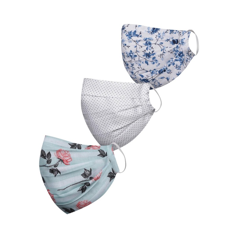 VASTRAMAY Unisex Set of 3 Printed 2-Ply Reusable Protective Outdoor Face Masks