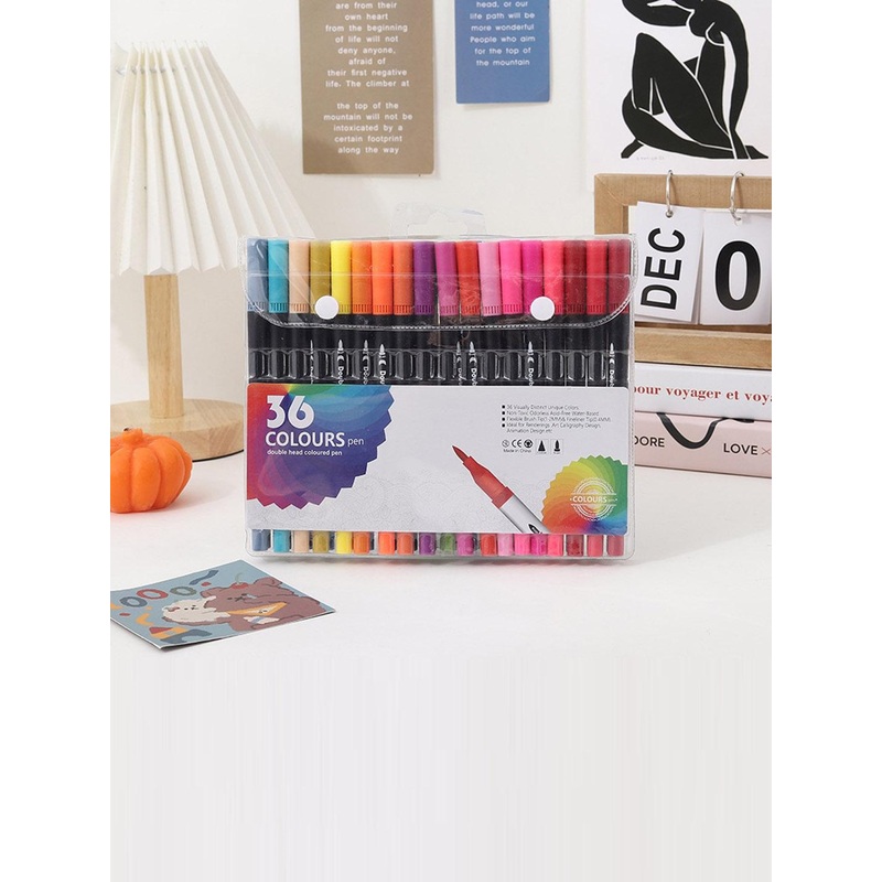 Alexvyan 36-Pcs Dual Tips Fineliner Color Water-Based Double Head Art Marker