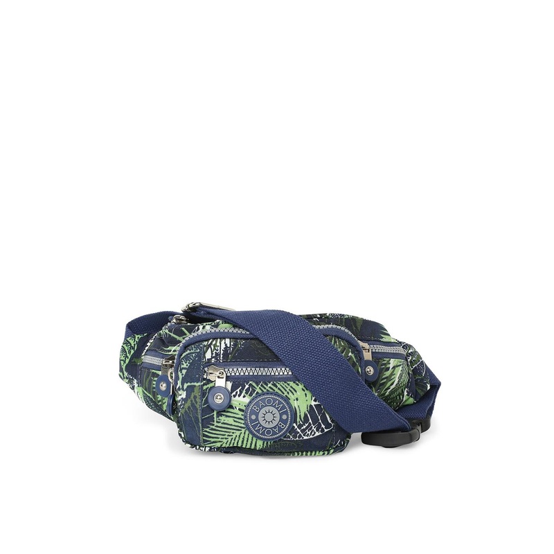 BAOMI Green & Navy Blue Printed Nylon Waist Pouch