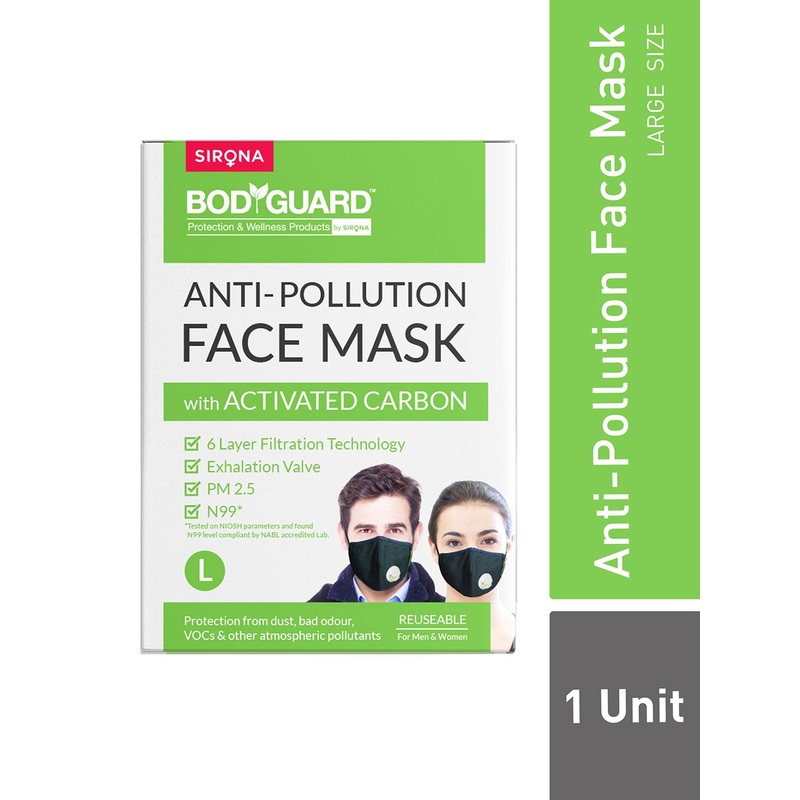 BOD GUARD Unisex Black Solid 6-Ply Reusable Anti-Pollution N99 PM2.5 Mask