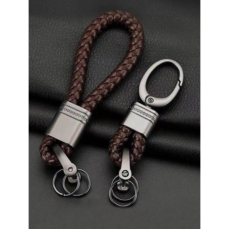 CONTACTS Set Of 2 Braided Leather Key Chain