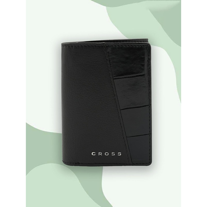 Cross Men Black Textured Leather Three Fold Wallet