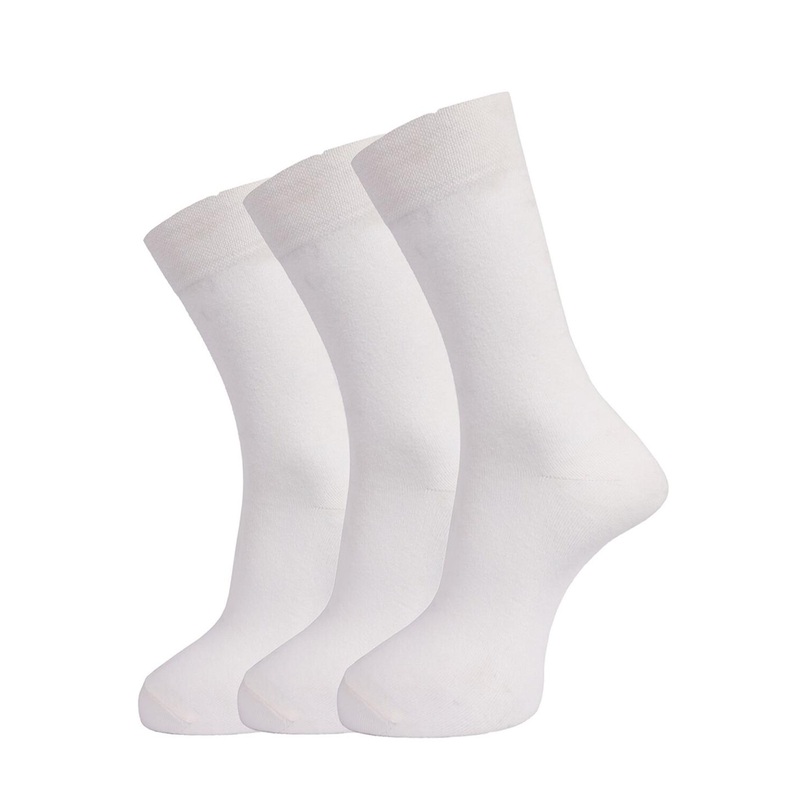 Dollar Socks Men Pack Of 3 White Solid Above Ankle Length Socks