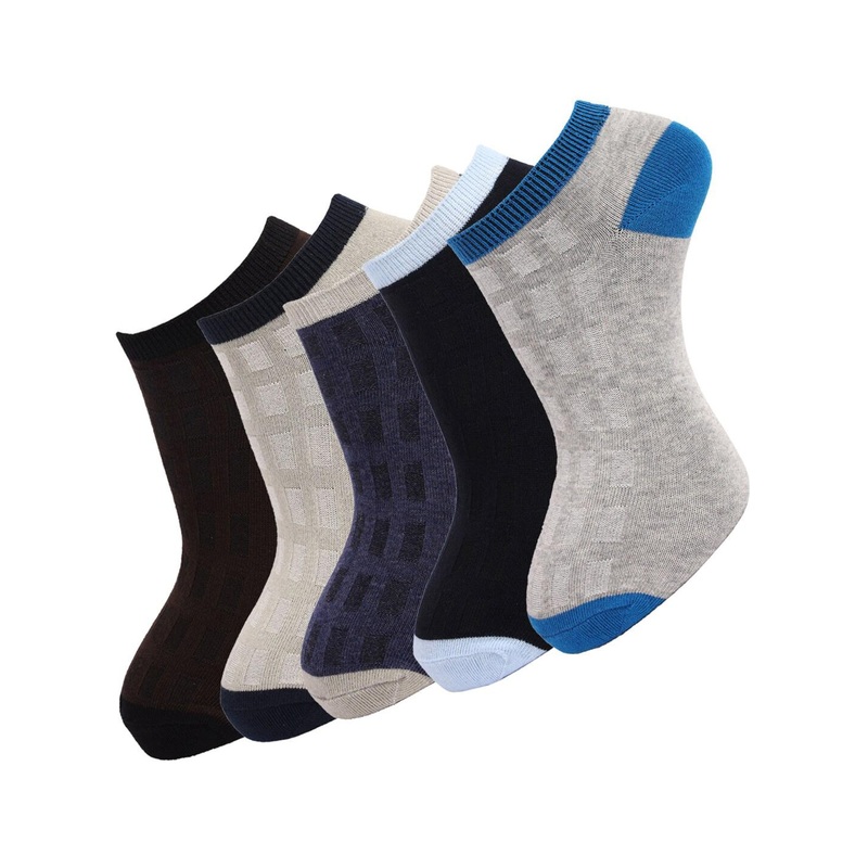 Dollar Socks Men Pack Of 5 Assorted Ankle-Length Patterened Cotton Socks