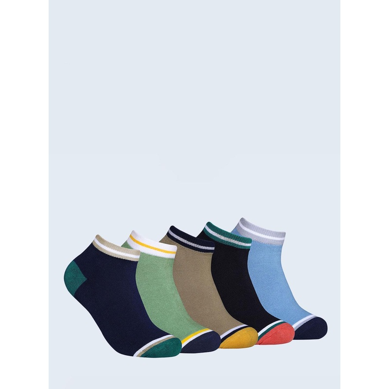 FABdon Men Pack Of 5 Colourblocked Ankle-Length Socks