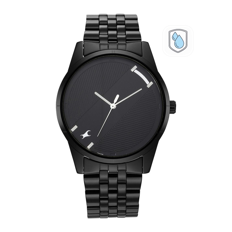 Fastrack Men Black Brass Dial & Bracelet Style Straps Analogue Watch 3277NM01