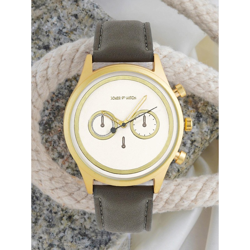 JOKER & WITCH Men White Dial & Brown Leather Straps Analogue Watch