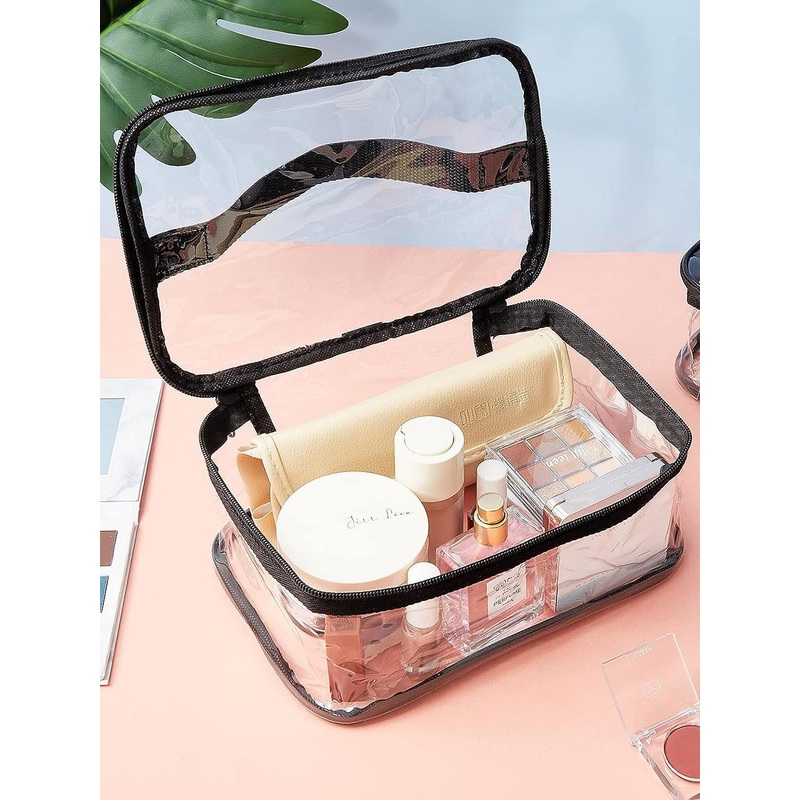 LYF5STAR 2-Pcs Pink & Black Waterproof Makeup Pouch