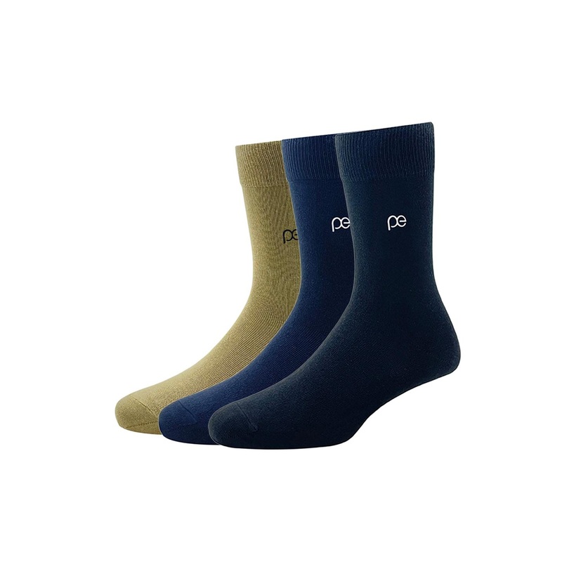 Peter England Men Pack Of 3 Multicoloured Solid Calf-Length Socks