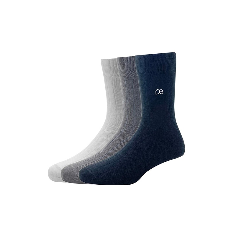 Peter England Men Pack of 3 White & Grey Calf Length Socks