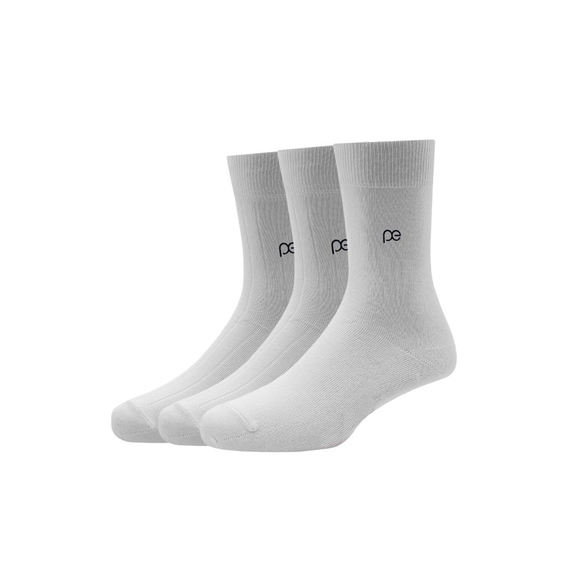 Peter England Men Pack Of 3 White Solid Full Length Socks