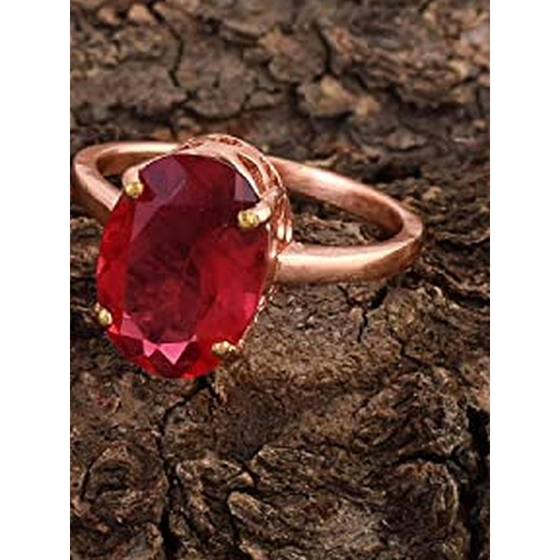 RoseGoldplated Brass Faux Ruby Fingerring Manik Men Jewellery Women