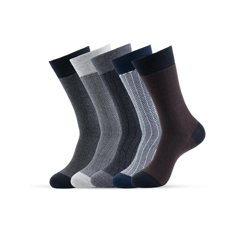 Socksxpress Men Pack of 5 Assorted Zig Zag Calf-Length Socks