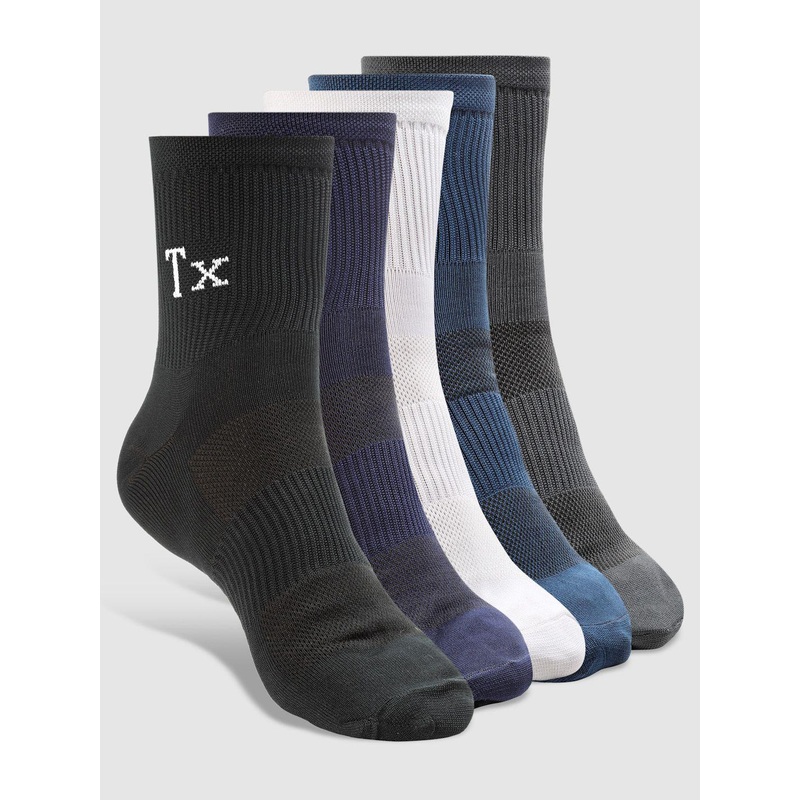 Texlon Men Pack Of 5 Assorted Striped Ankle-Length Socks