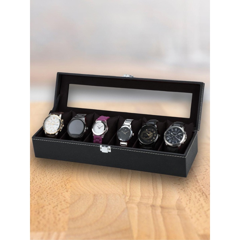 ZENWOOD Black 6 Slots Watch Organiser Box