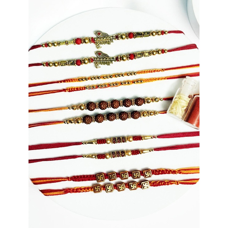 COLOR SPLASH 11-Pcs Rakhi & Kumkum Chawal
