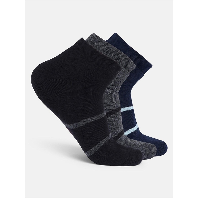 CRUSSET Men Pack Of 3 Cotton Assorted Ankle-Length Socks