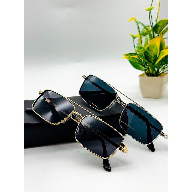 DEXENT COLLECTION Unisex Pack Of 2 Rectangle Sunglasses with UV Protected Lens Combo 6011