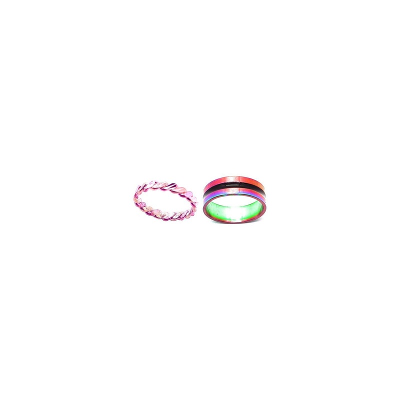 Dynamic Retail Global Set of 2 Rings for Men & Women, Purple-Multicolor Alloy Ring ()