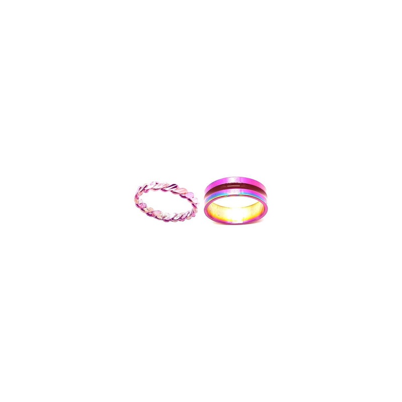 Dynamic Retail Global Set of 2 Rings for Men & Women, Purple-Purple Alloy Ring ()