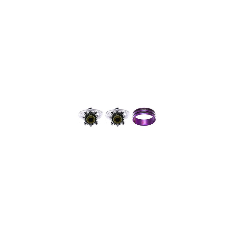 Dynamic Retail Global Set of 3 Rings for Men & Women, Black-Purple Alloy Ring ()