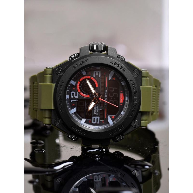 FELIZER Men Skeleton Dial & Straps Analogue and Digital Multi Function Watch 90DT43-Green