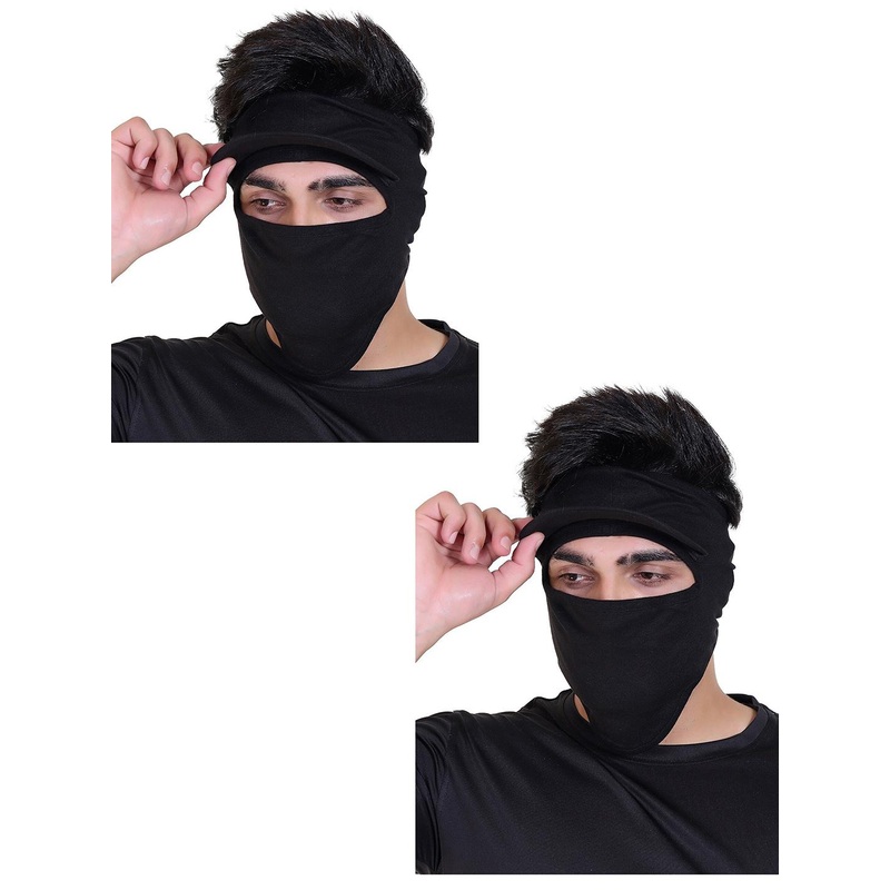 Gajraj Pack Of 2 Cotton Strechable Full Face Masks With Visor