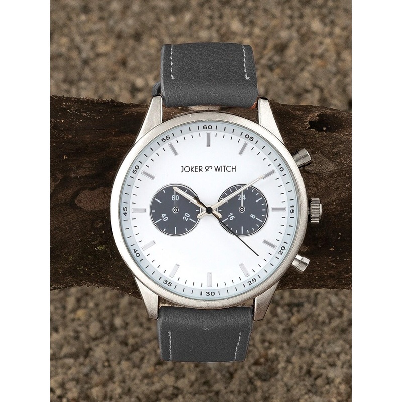 JOKER & WITCH Men White Dial & Grey Straps Analogue Watch AMWW618