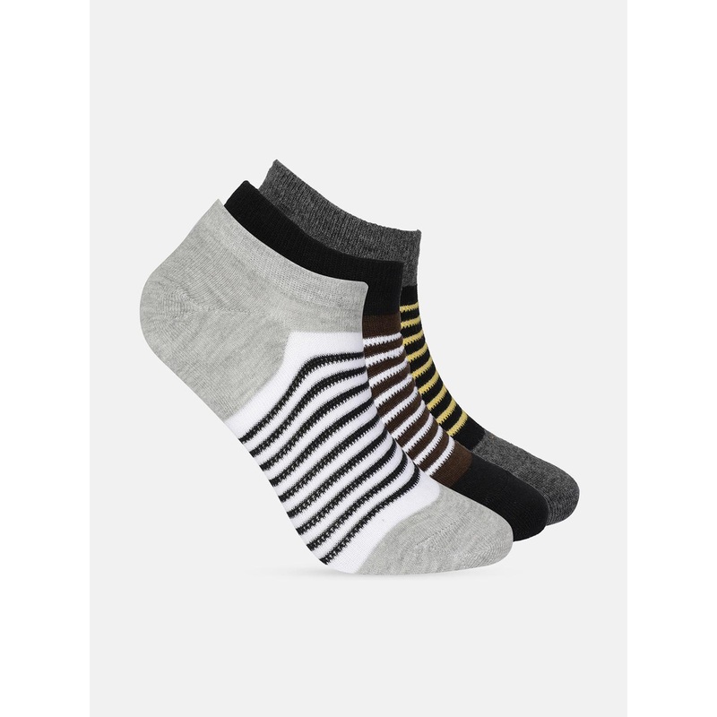 Mast & Harbour Men Pack of 3 Striped Ankle-Length Socks
