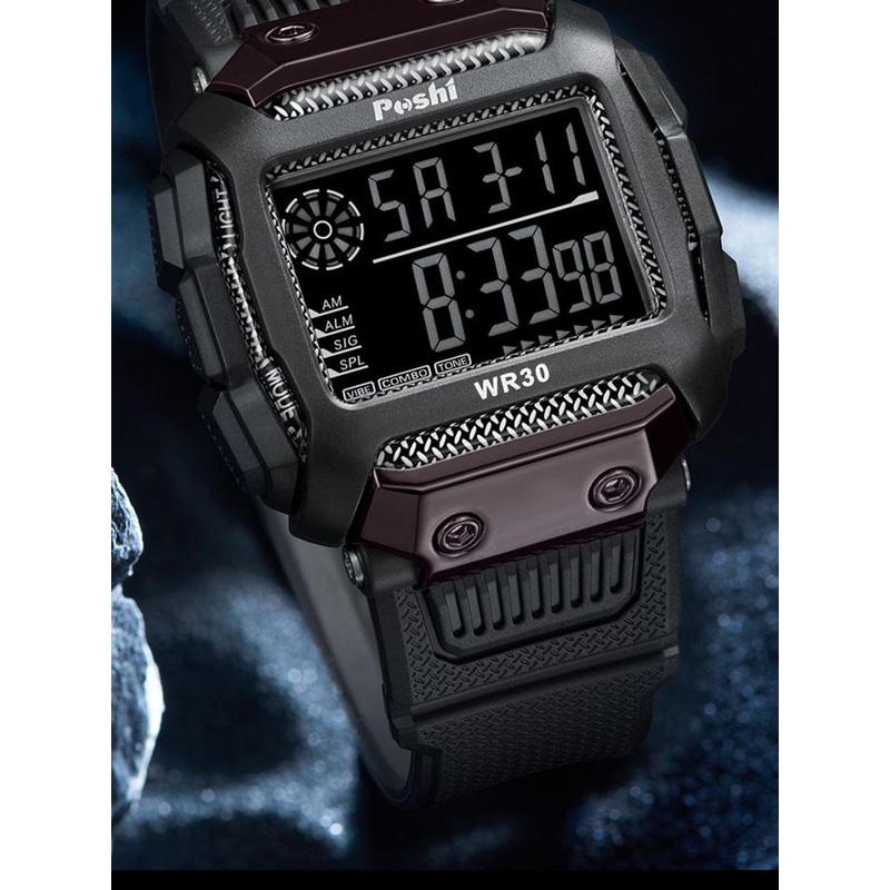 Poshi Men Square Dial Abs Strap Watch with Adjustable Clasp