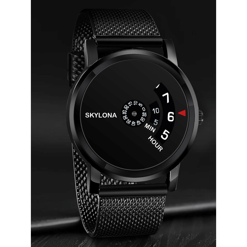 SKYLONA Men Brass Patterned Dial Reset Time Analogue Watch Skmei Pu