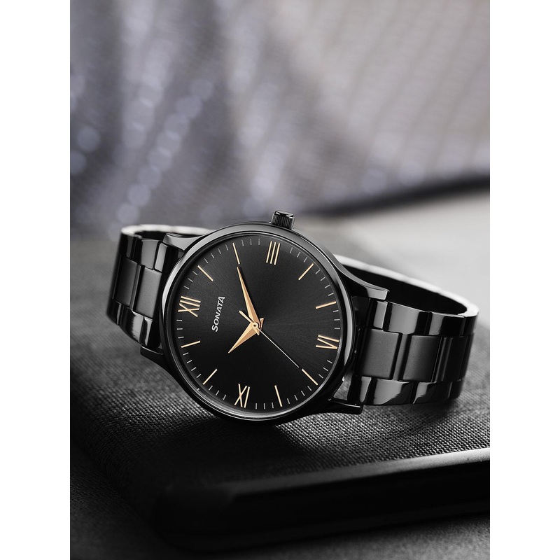 Sonata Aspire 2.0 Men Round Dial & Stainless Steel Straps Analogue Watch 77105NM09W