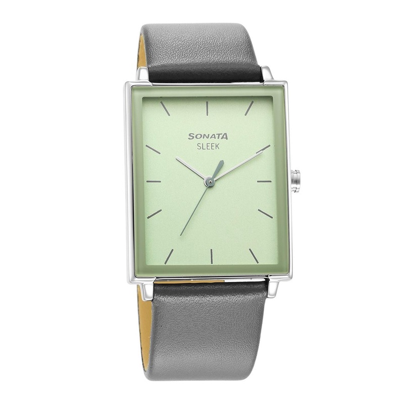 Sonata Men Brass Dial & Leather Straps Analogue Watch 7148SL01
