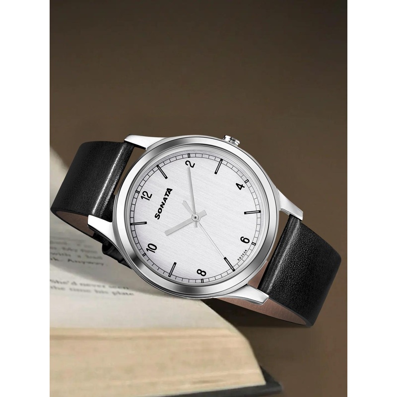 Sonata Men White Analogue Watch 7135SL01