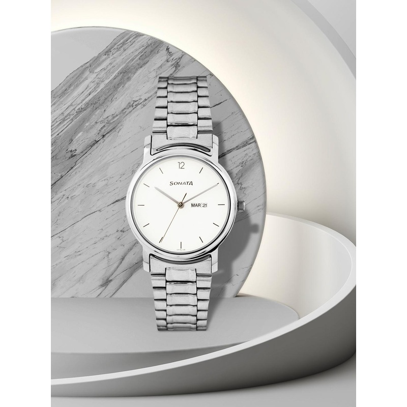 Sonata Men White Dial Watch NC1013SM06