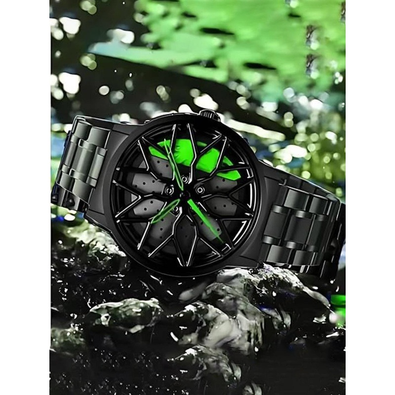 SWADESI STUFF Men Round Dial & Stainless Steel Straps Analogue Watch ROTATE 005 GREEN