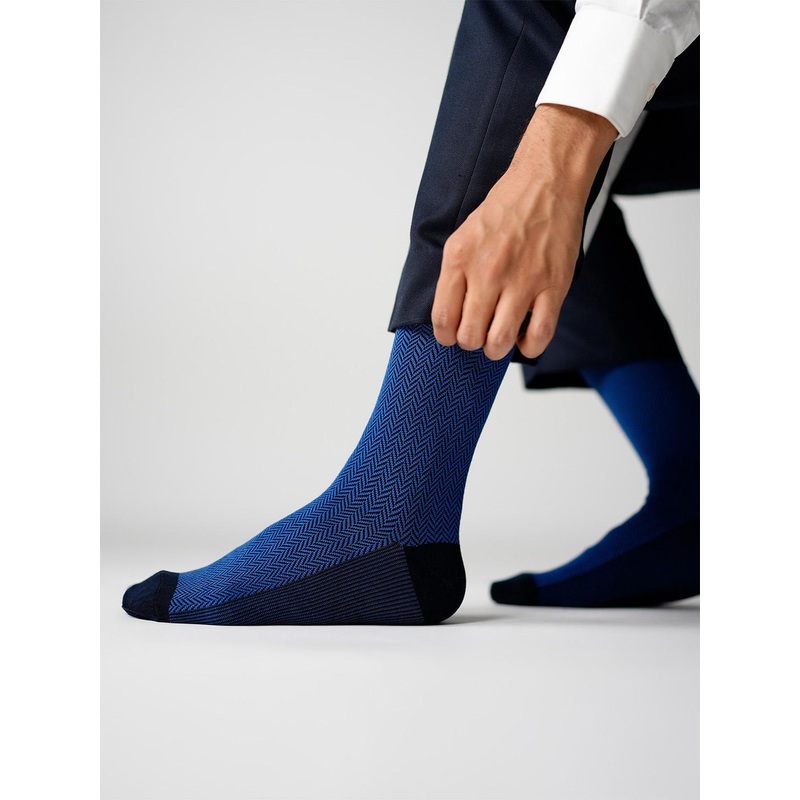 Theater Men Blue Mercerized Cotton Formal Socks